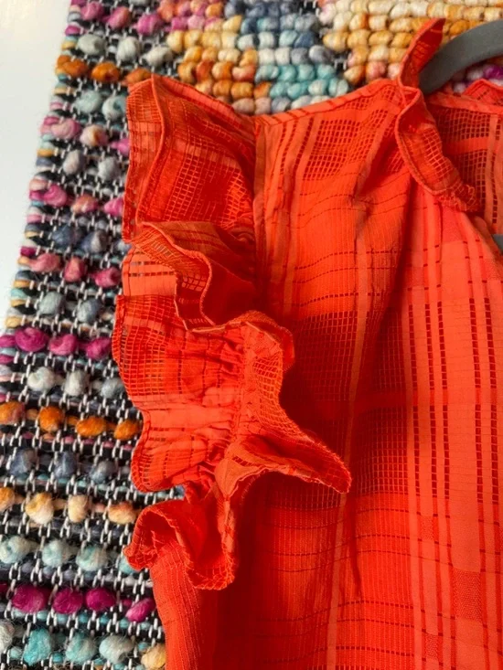 THML Bright Orange Ruffle Sleeve Blouse - Picture 4 of 7
